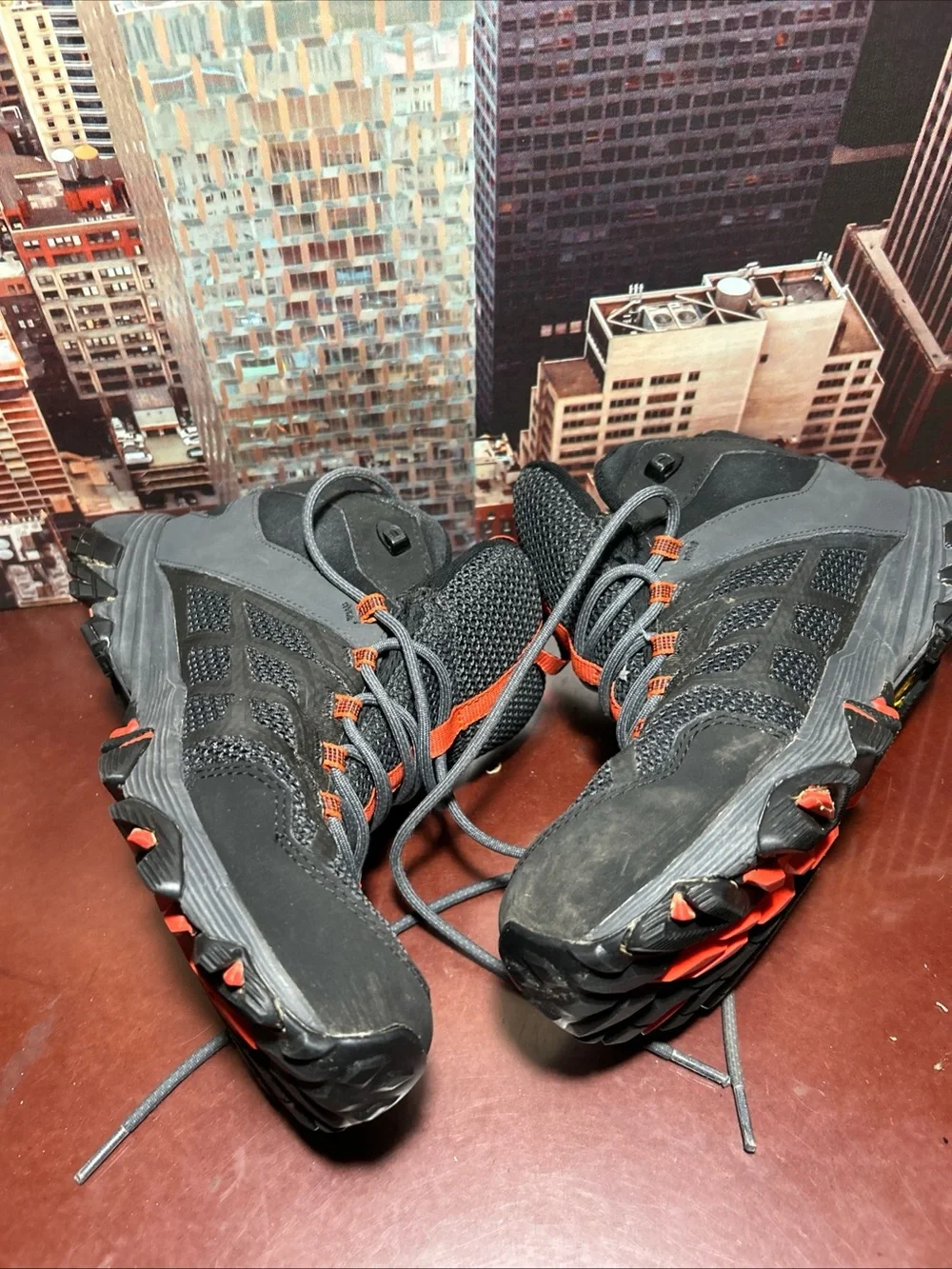 Merrell Black and Orange Men's Mid-Top Hiking Boots